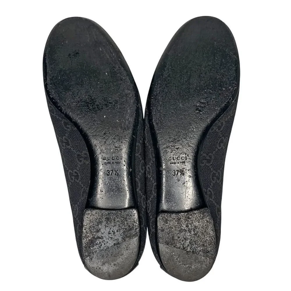 Gucci Guccissima Black Ballet Flat EU 37.5 US 7.5 Slip On Cap Toe Ballerina Shoe - Picture 10 of 11